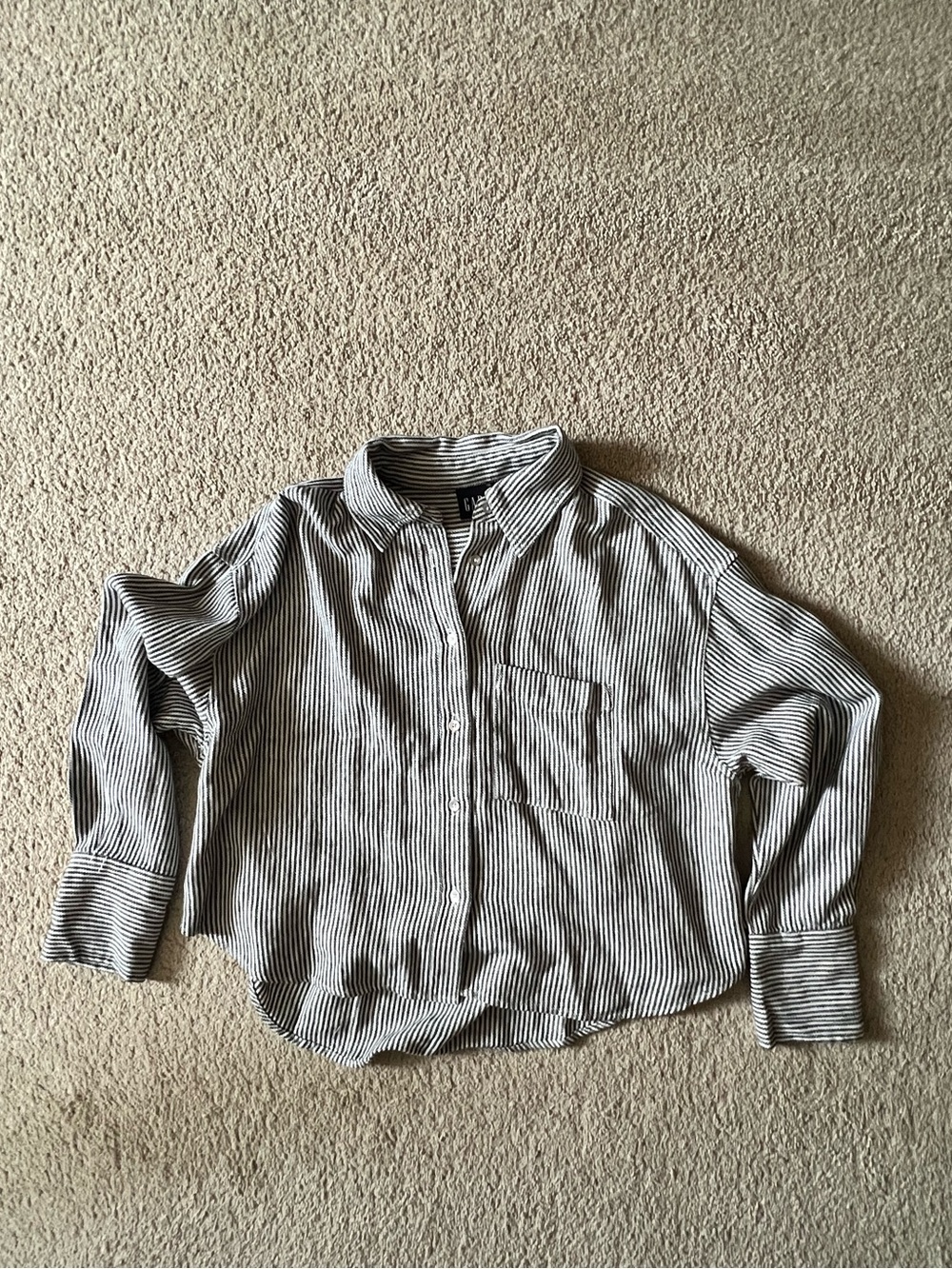 GAP Black and White Striped Button-Up Shirt